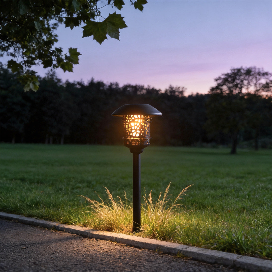 Solar Torch Lights Outdoor Flame Effect LED Hollow Aluminum Dusk to Dawn Garden Path