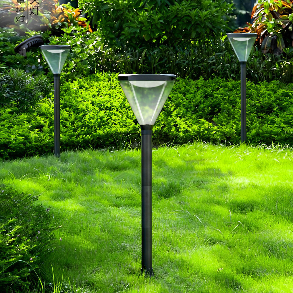 Solar Lawn Lights Outdoor Black Aluminum Acrylic Dusk to Dawn Garden Landscape Pathway