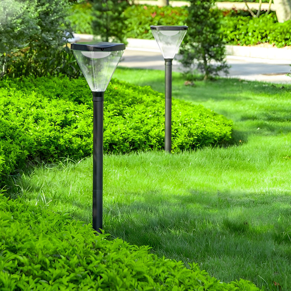 Solar Lawn Lights Outdoor Black Aluminum Acrylic Dusk to Dawn Garden Landscape Pathway