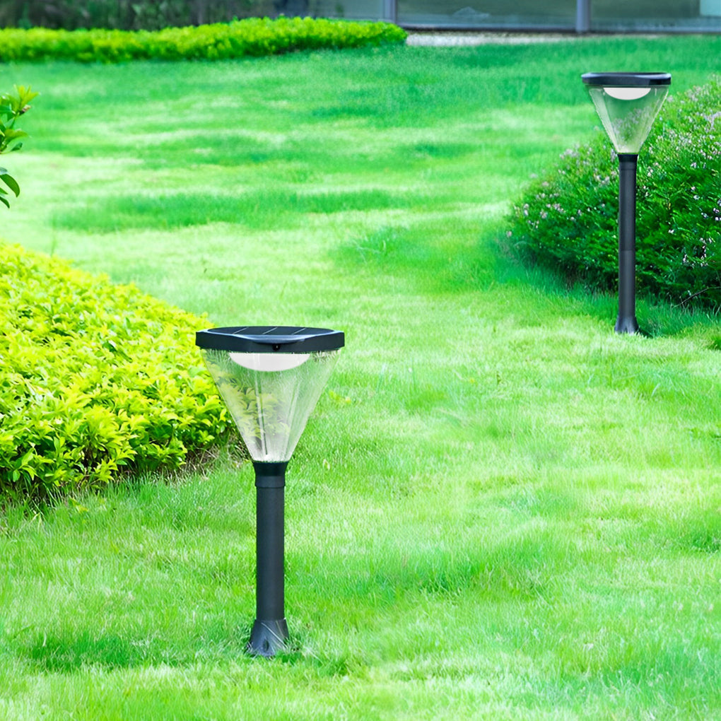 Solar Lawn Lights Outdoor Black Aluminum Acrylic Dusk to Dawn Garden Landscape Pathway