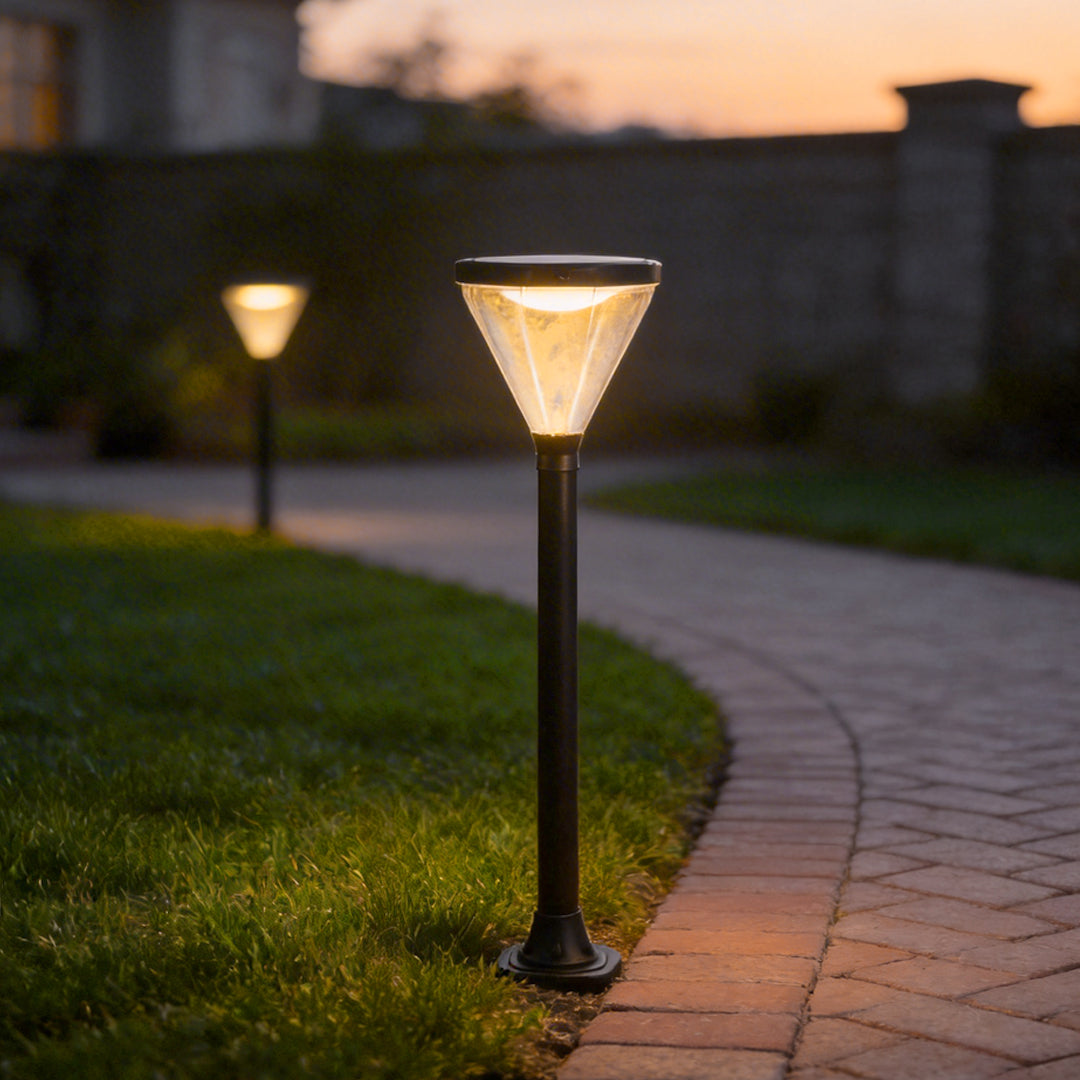 Solar Lawn Lights Outdoor Black Aluminum Acrylic Dusk to Dawn Garden Landscape Pathway