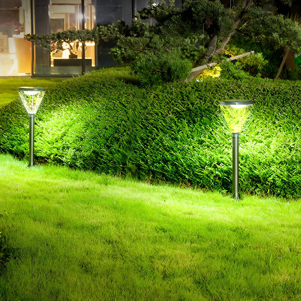 Solar Lawn Lights Outdoor Black Aluminum Acrylic Dusk to Dawn Garden Landscape Pathway