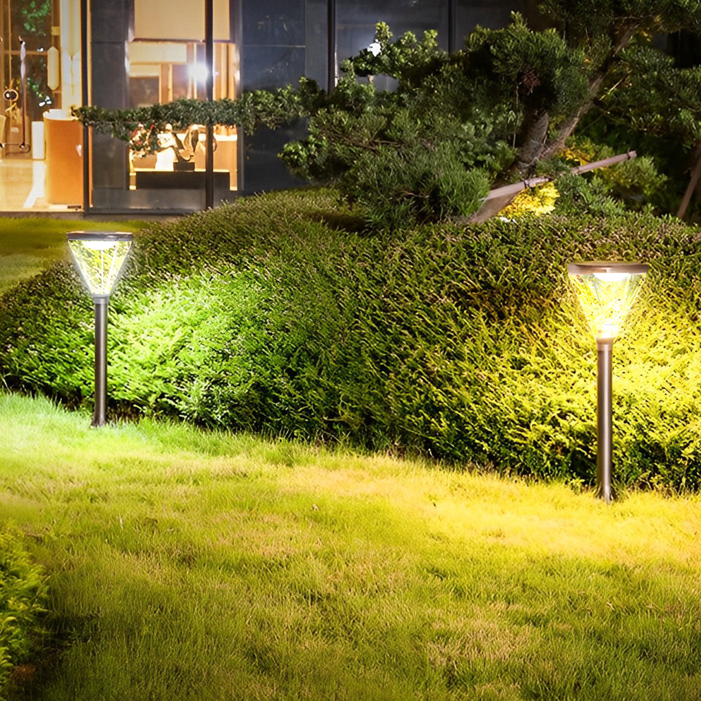 Solar Lawn Lights Outdoor Black Aluminum Acrylic Dusk to Dawn Garden Landscape Pathway