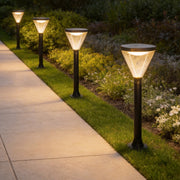 Solar Lawn Lights Outdoor Black Aluminum Acrylic Dusk to Dawn Garden Landscape Pathway