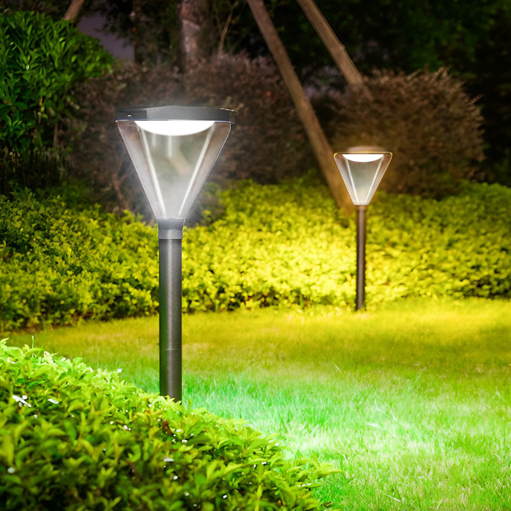 Solar Lawn Lights Outdoor Black Aluminum Acrylic Dusk to Dawn Garden Landscape Pathway