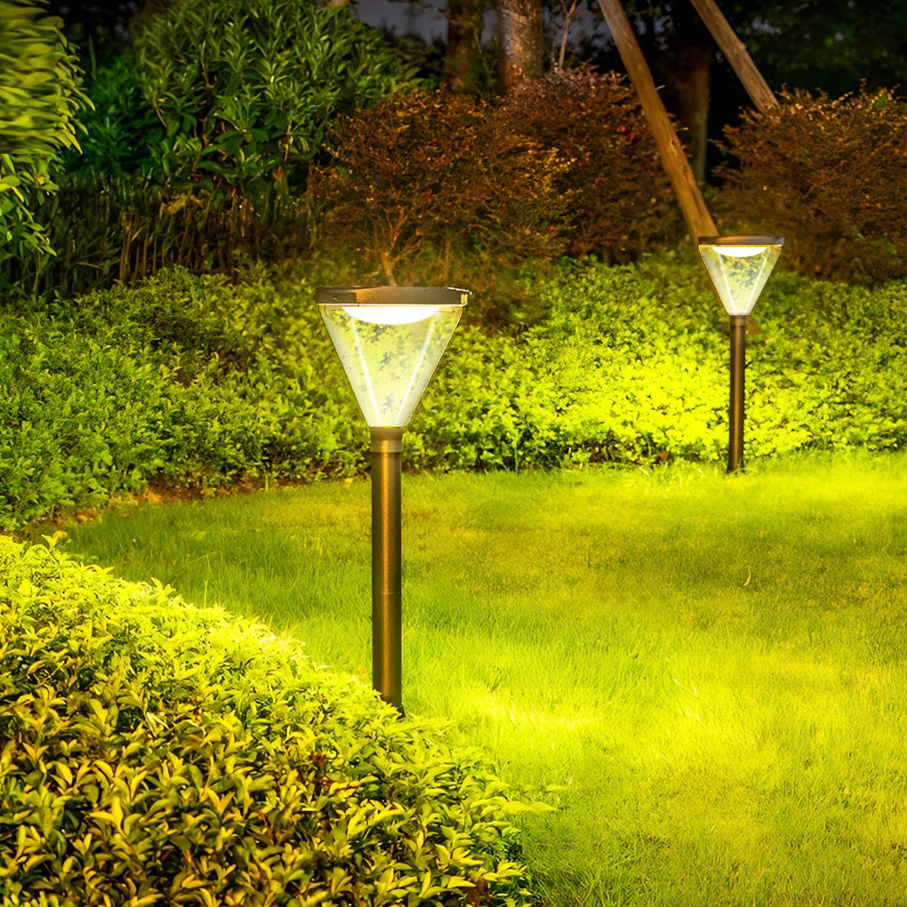 Solar Lawn Lights Outdoor Black Aluminum Acrylic Dusk to Dawn Garden Landscape Pathway