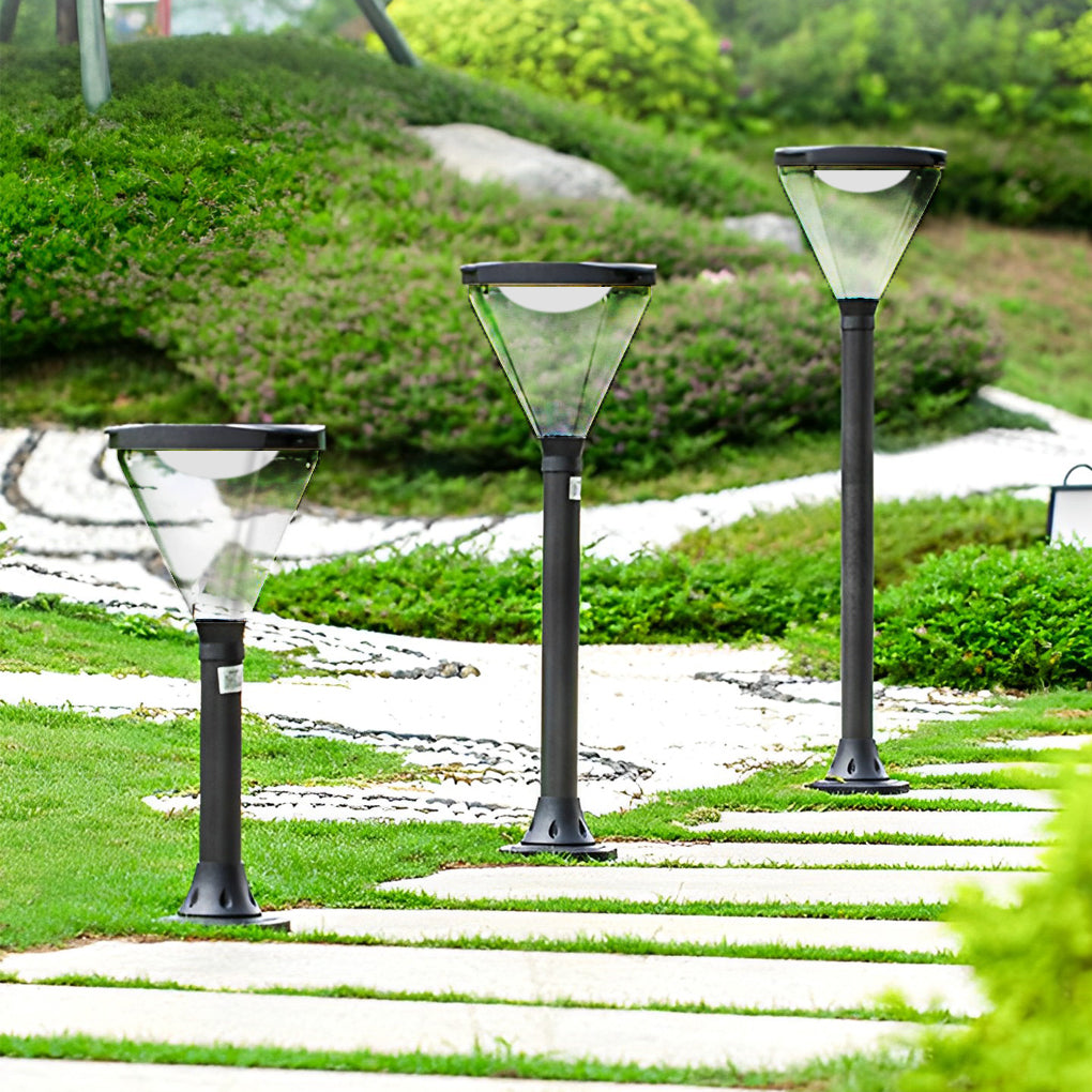 Solar Lawn Lights Outdoor Black Aluminum Acrylic Dusk to Dawn Garden Landscape Pathway