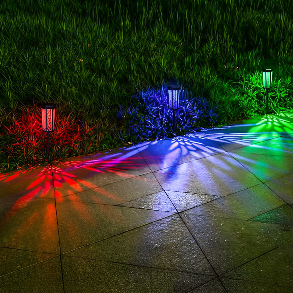 Solar Garden Stake Lights RGB Color Changing Dusk to Dawn Outdoor Pathway Lawn Lamp