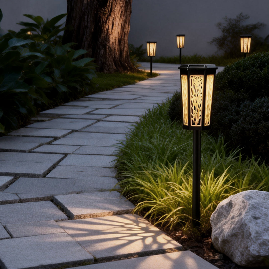 Solar Garden Stake Lights RGB Color Changing Dusk to Dawn Outdoor Pathway Lawn Lamp