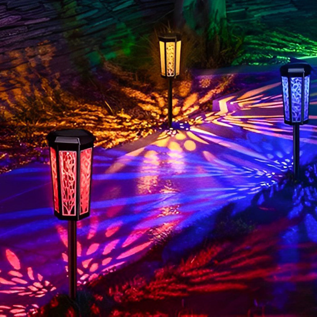 Solar Garden Stake Lights RGB Color Changing Dusk to Dawn Outdoor Pathway Lawn Lamp