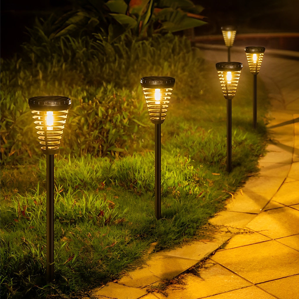 Solar Torch Lights Outdoor LED Dusk to Dawn Black Garden Pathway Lawn Stake Lamp