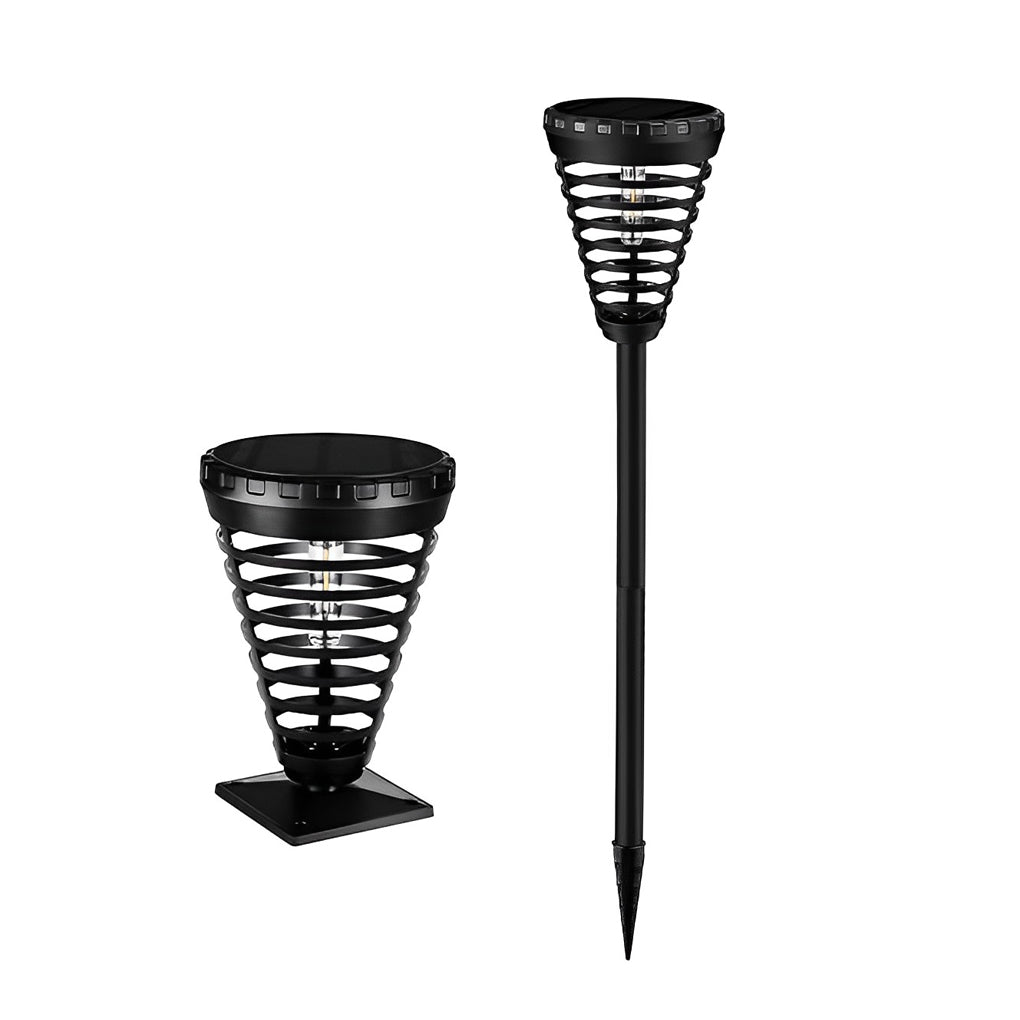 Solar Torch Lights Outdoor LED Dusk to Dawn Black Garden Pathway Lawn Stake Lamp