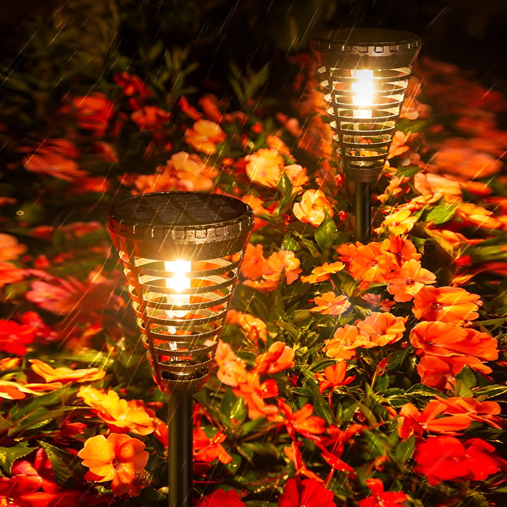 Solar Torch Lights Outdoor LED Dusk to Dawn Black Garden Pathway Lawn Stake Lamp