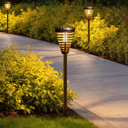 Solar Torch Lights Outdoor LED Dusk to Dawn Black Garden Pathway Lawn Stake Lamp