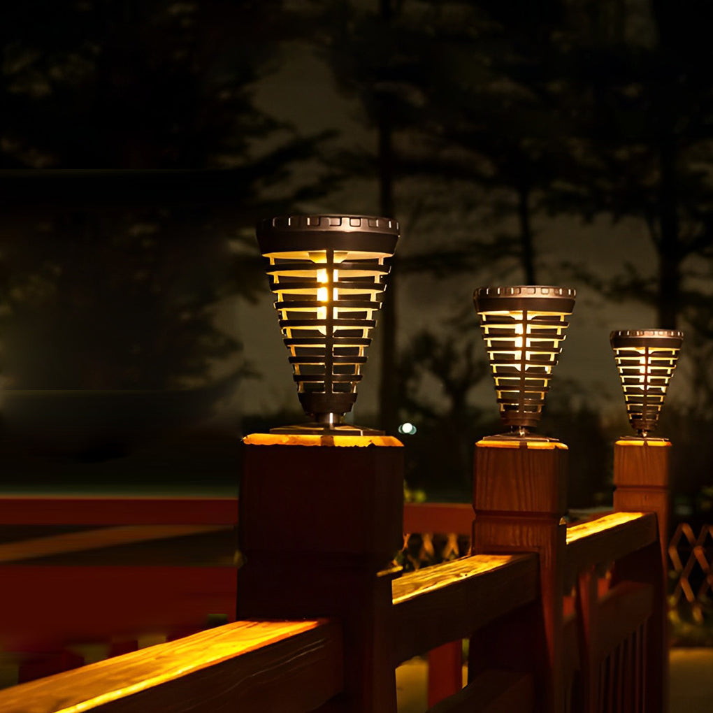 Solar Torch Lights Outdoor LED Dusk to Dawn Black Garden Pathway Lawn Stake Lamp