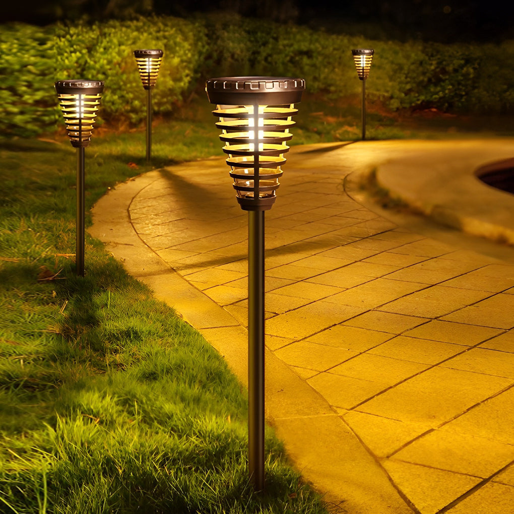 Solar Torch Lights Outdoor LED Dusk to Dawn Black Garden Pathway Lawn Stake Lamp