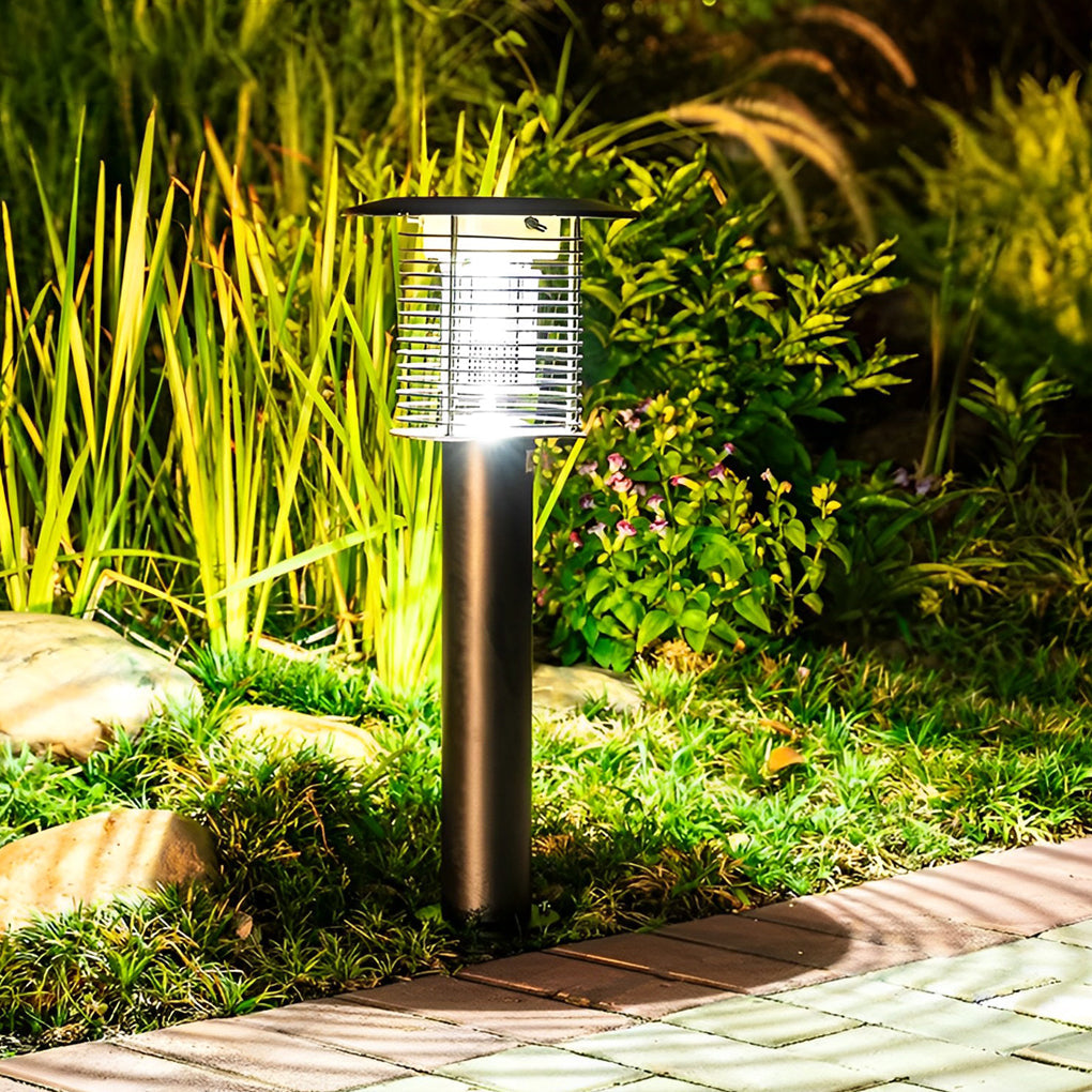 Solar Bug Zapper Outdoor UV LED Mosquito Repellent Stainless Steel Garden Patio Lamp