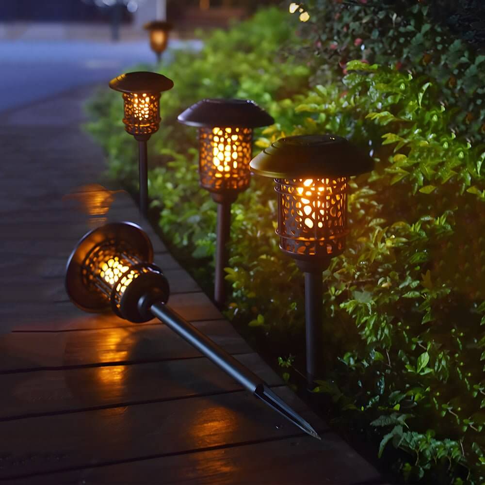 Pathway Light Solar LED Flame Effect Outdoor Waterproof Garden Stake Lighting 22.4 Inch