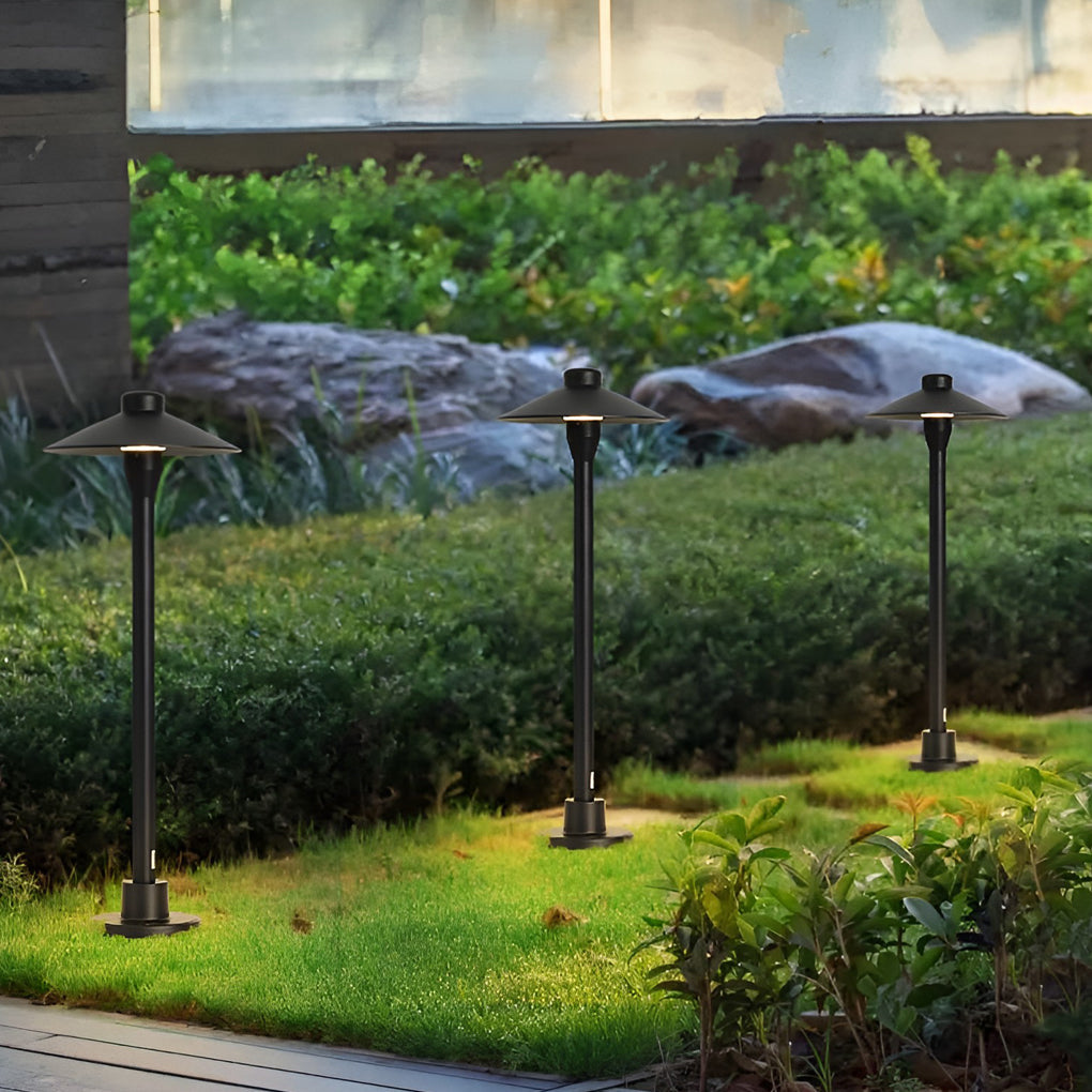 Outdoor LED Pathway Light Mushroom Style Black Aluminum Acrylic Garden Landscape Lamp