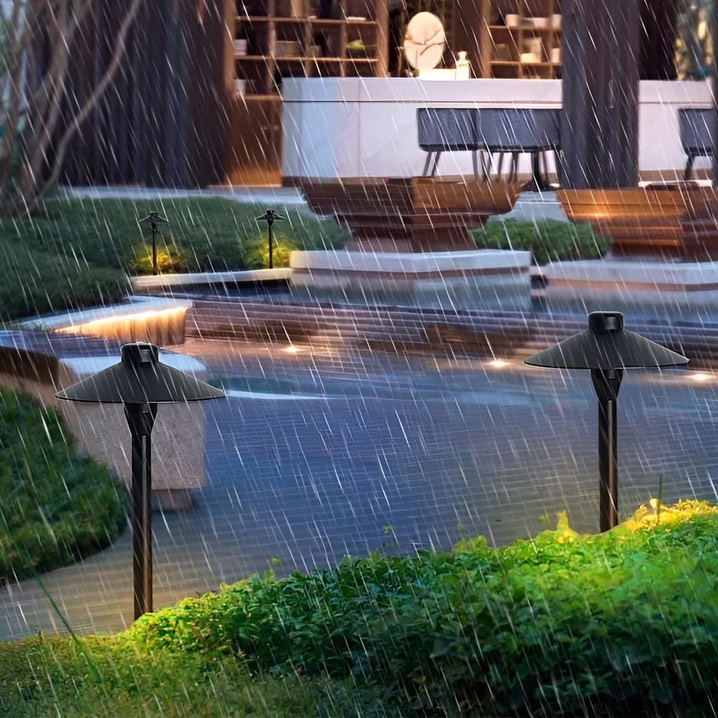 Outdoor LED Pathway Light Mushroom Style Black Aluminum Acrylic Garden Landscape Lamp