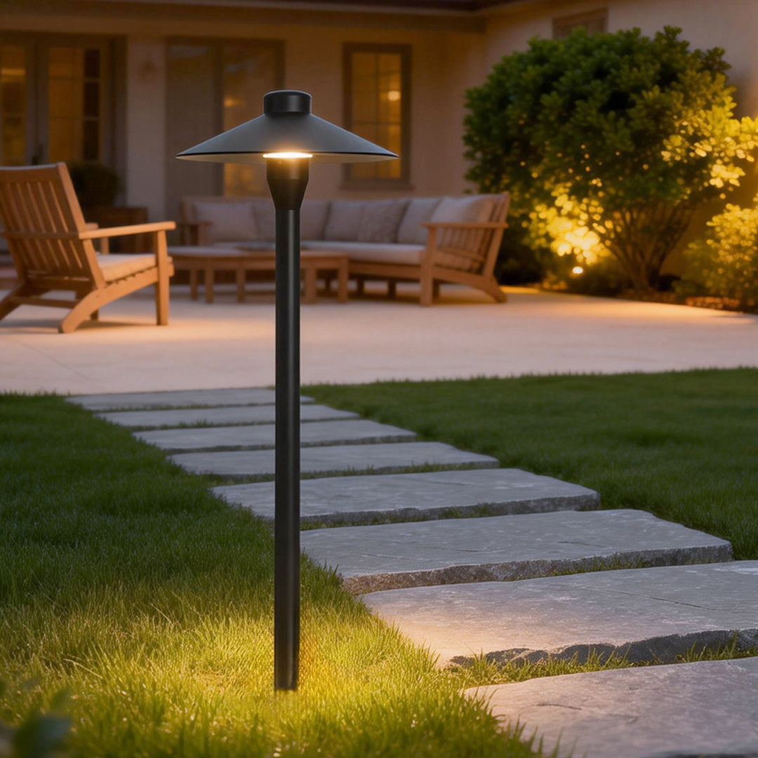 Outdoor LED Pathway Light Mushroom Style Black Aluminum Acrylic Garden Landscape Lamp