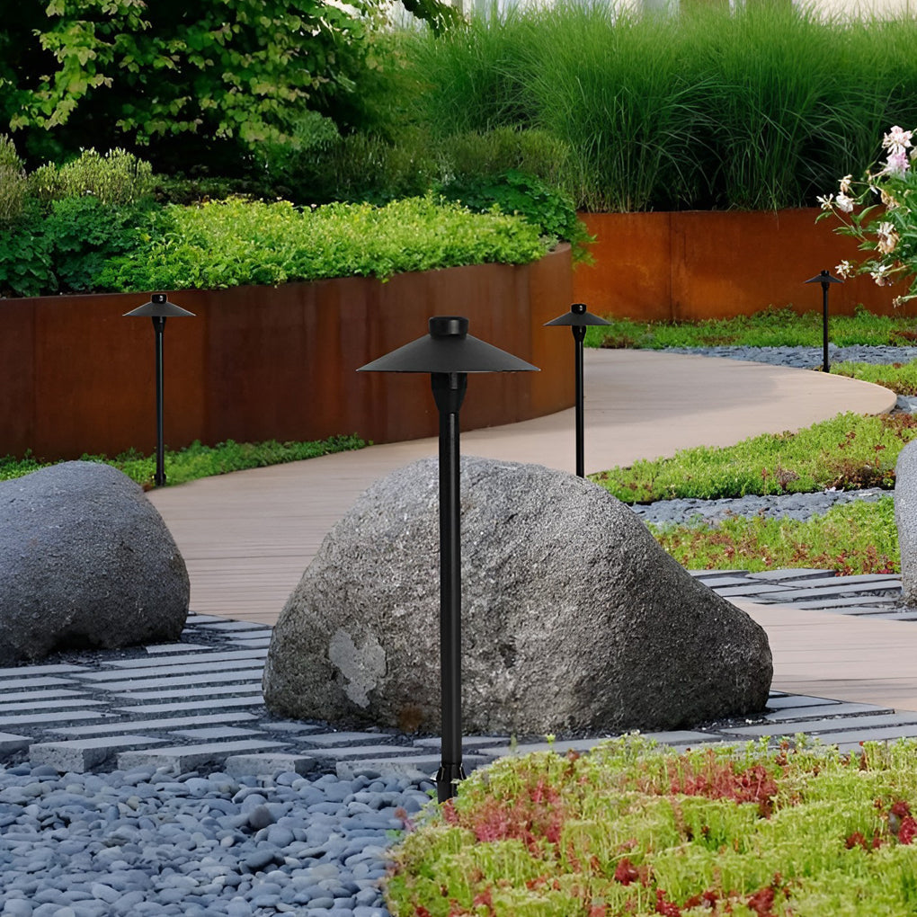 Outdoor LED Pathway Light Mushroom Style Black Aluminum Acrylic Garden Landscape Lamp