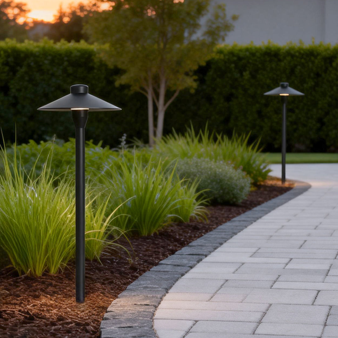 Outdoor LED Pathway Light Mushroom Style Black Aluminum Acrylic Garden Landscape Lamp