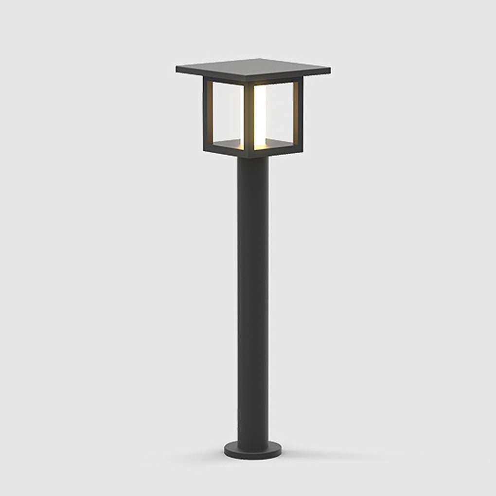 Outdoor LED Post Light Solar or Hardwired Frosted Glass Sand Gray Courtyard Garden Lamp
