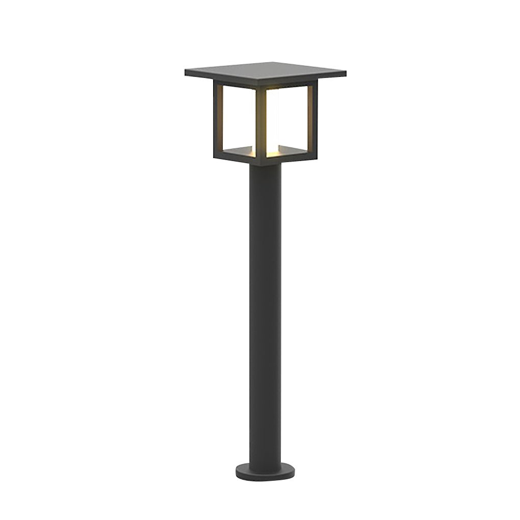 Outdoor LED Post Light Solar or Hardwired Frosted Glass Sand Gray Courtyard Garden Lamp