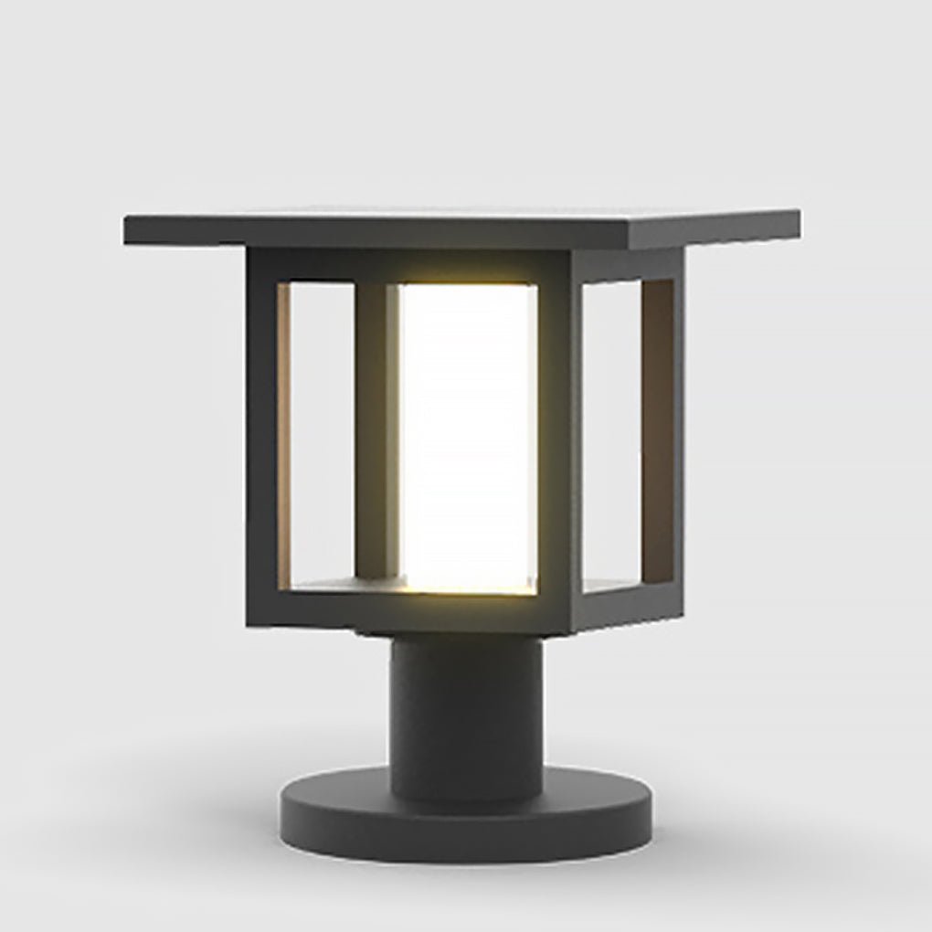 Outdoor LED Post Light Solar or Hardwired Frosted Glass Sand Gray Courtyard Garden Lamp