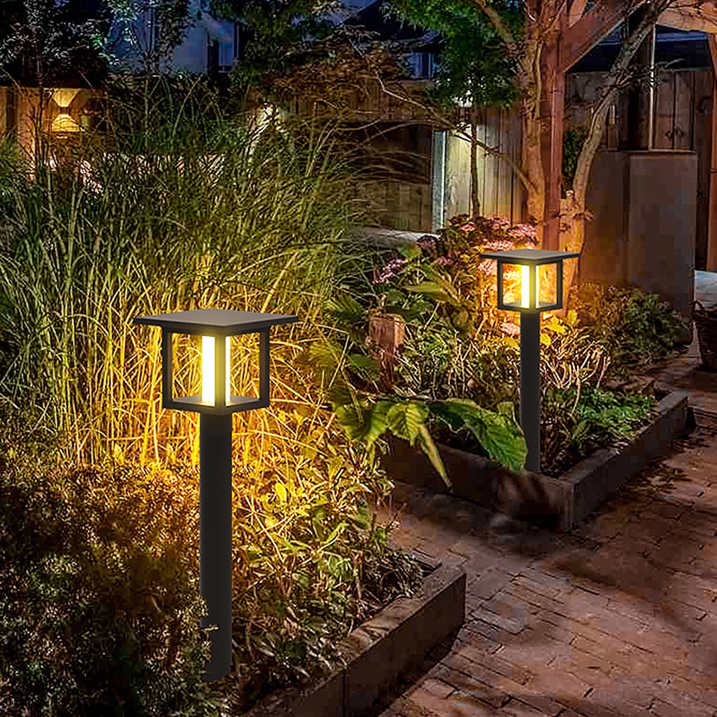 Outdoor LED Post Light Solar or Hardwired Frosted Glass Sand Gray Courtyard Garden Lamp
