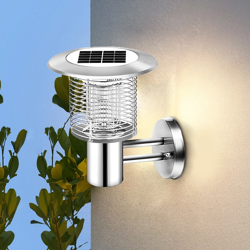 Solar Bug Zapper Outdoor UV LED Mosquito Repellent Stainless Steel Garden Patio Lamp