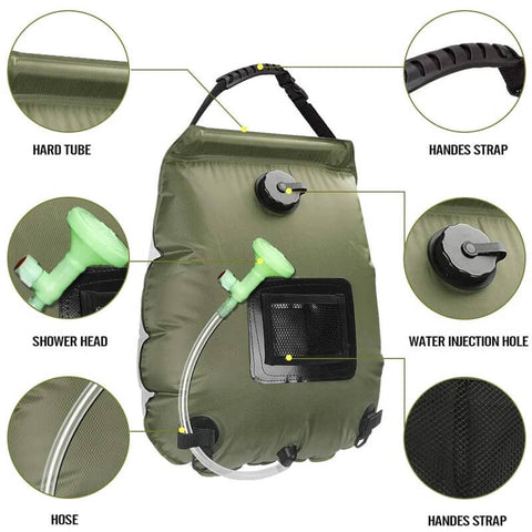 Solar Shower Bag with Removable Hose and On-Off Switchable